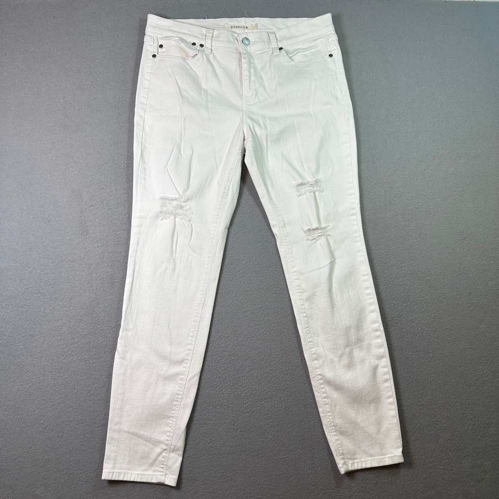 Pistola Distressed Skinny Jeans Stretch Denim Luxury‎ Minimalist Size 31 White